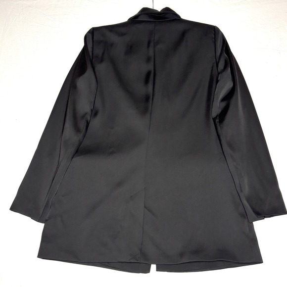 Joie Black Satin Blazer Jacket Single Button Lapel Collar Womens Size 6 - Picture 3 of 7